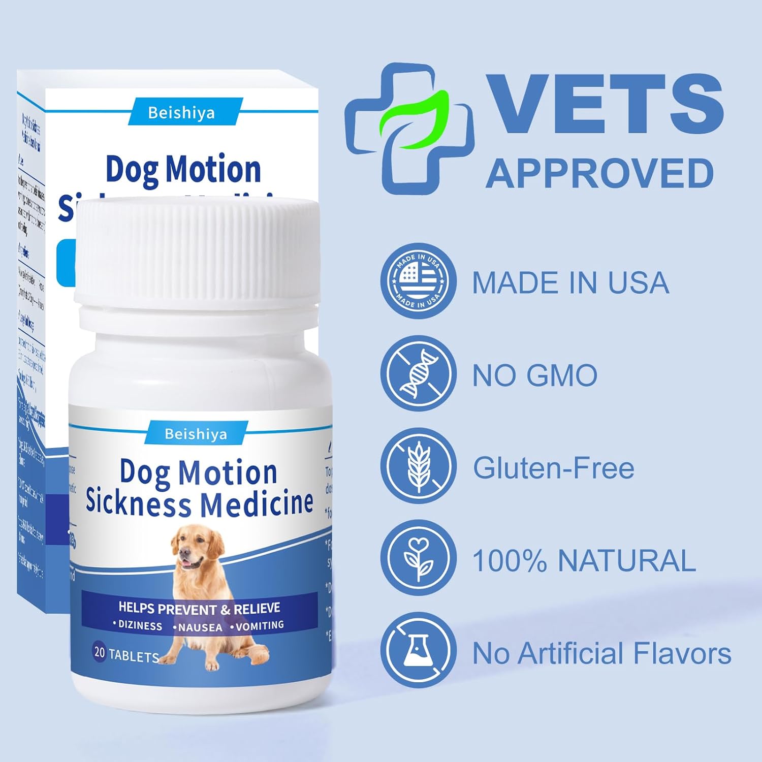 Anti Car Sickness for Medium Dogs, 20 Tablets, Dog Motion Sickness Medicine to Relieve Nausea, Vomiting, Drooling, Working Quickly Motion Sickness for Dogs, Effective for About 24 Hours - Image 7