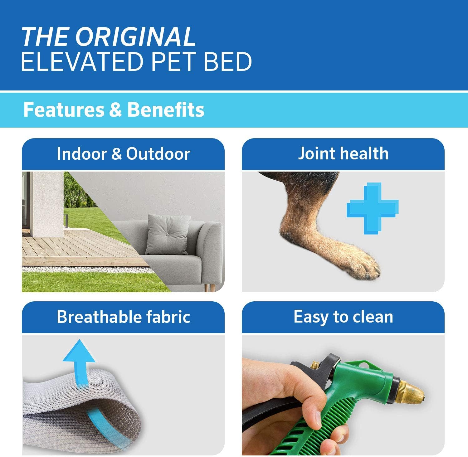 Coolaroo Original Elevated Dog Bed - Breathable Off-The-Ground Pet Bed with Cooling Fabric, Joint Relief & Moisture-Resistant Fabric, 100% Recyclable, Easy Clean, Grey, Small - Image 3