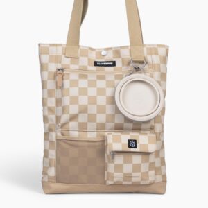 Park Pack 2-Piece Set Dog Gear Tote – Dog Travel Bag with 8 Pockets, Treat Pouch, Poop Bag Dispenser, Quick-Dry Ball Pocket, Collapsible Bowl, Perfect for Walks & Park Trips, Checkerboard