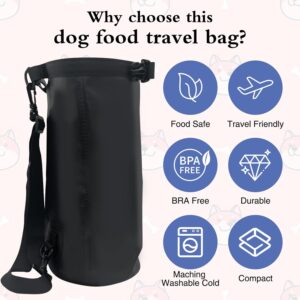 Dog Food Travel Bag, 5L Large Pet Food Storage Bag with Shoulder Strap, Waterproof Portable Puppy Feeder Container for Camping Hiking – Black
