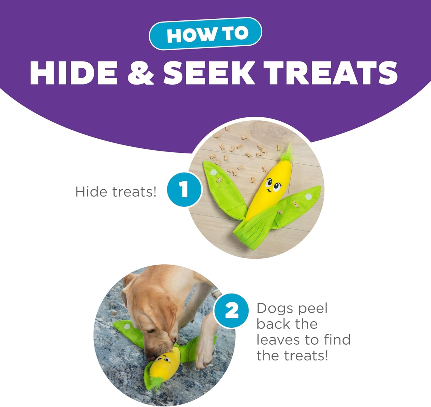 Outward Hound by Nina Ottosson Hide N' Find Interactive Plush Dog Puzzle, Durable Dog Toy, Plush Enrichment Toys, Corn, Multicolored - Image 4
