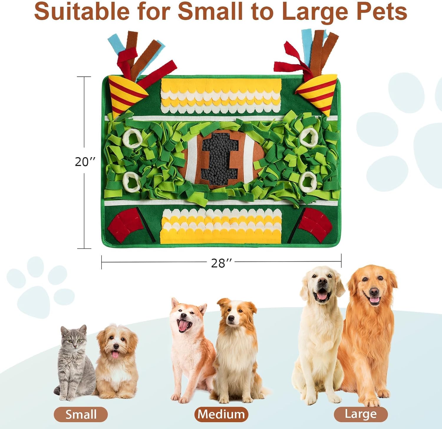 Snuffle Mat for Dogs Large Breed,28'' x 20'' Football-Themed Dog Sniffing Feeding Mat for Boredom&Smell Training and Slow Eating,Interactive Dog Puzzle Toys Encourages Foraging Skills (Medium) - Image 5