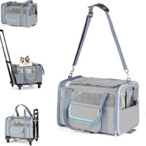 Pet Carrier for Small Pet, Cat Dog Carrier for Car Soft Sided Dog Rolling Crate Cat Travel Bag up to 20 Lbs