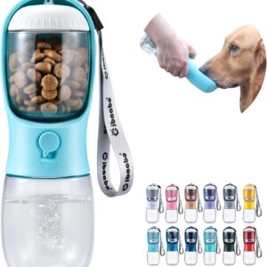 Dog Water Bottle with Food Container, Travel Puppy Water Bowl, Portable Pet Dispenser, Dog Gift Stuff Accessories Items, Puppy Essentials Necessities for Yorkie Cat Walking and Hiking