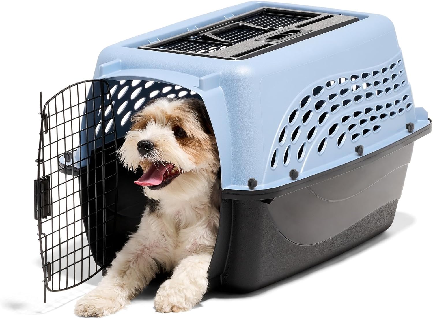 Petmate Dog Crates for Small Dogs & Cat Carriers, Two-Door Plastic Pet Kennel, Top & Front Loading, Made in USA, 24", Blue - Image 2