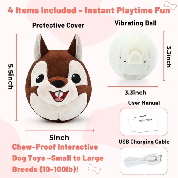 Interactive Dog Toys - Auto Bounce, Move & Vibrate with Sound, Talking Squirrel Puppy Toy for Small Medium Large Dogs, Rechargeable Durable Toy for Anxiety Relief, Boredom & Indoor Play - Image 7