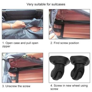 Luggage Wheels Replacement, 2pcs Black PP and PET Outdoor Silent Wheel Luggage Wheels Suitcase Wheels with 8 Nail for Luggage Cases