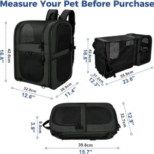 Apollo Walker Pet Carrier Backpack for Large/Small Cats and Dogs, Puppies, Safety Features and Cushion Back Support for Travel, Hiking, Outdoor Use (Black-Expandable)