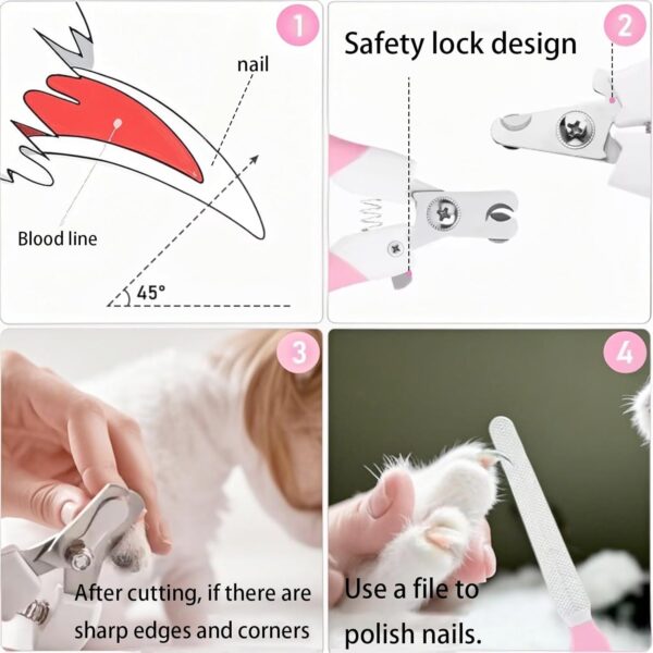 Zoocozy Cat Dog Nail Clippers and Trimmers, Pet Grooming Supplies with Safety Guard, Avoid Overcutting, Cat Dog Claw Care(Pink) - Image 3