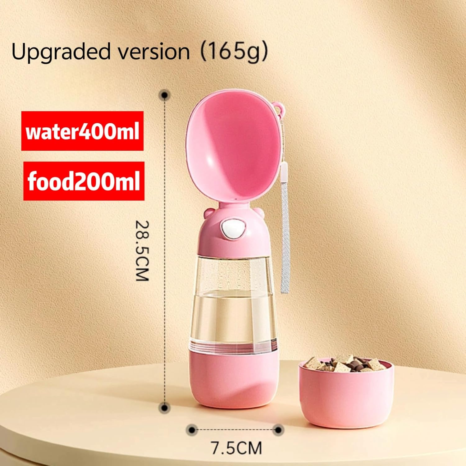 Portable Dog Water Bottle & Bowl, 2-in-1 Leak Proof, 19oz Pink, Small Dogs - Image 2