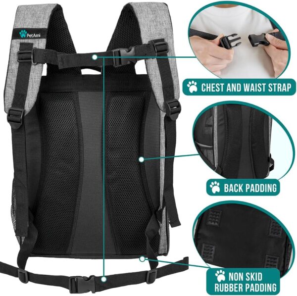 PetAmi Dog Backpack Carrier for Small Large Cat, Pet, Puppy, Ventilated Pet Hiking Backpack Travel Bag, Airline Approved Cat Backpack Carrier, Camping Biking Dog Bag Up to 18lbs Pet, Grey - Image 5