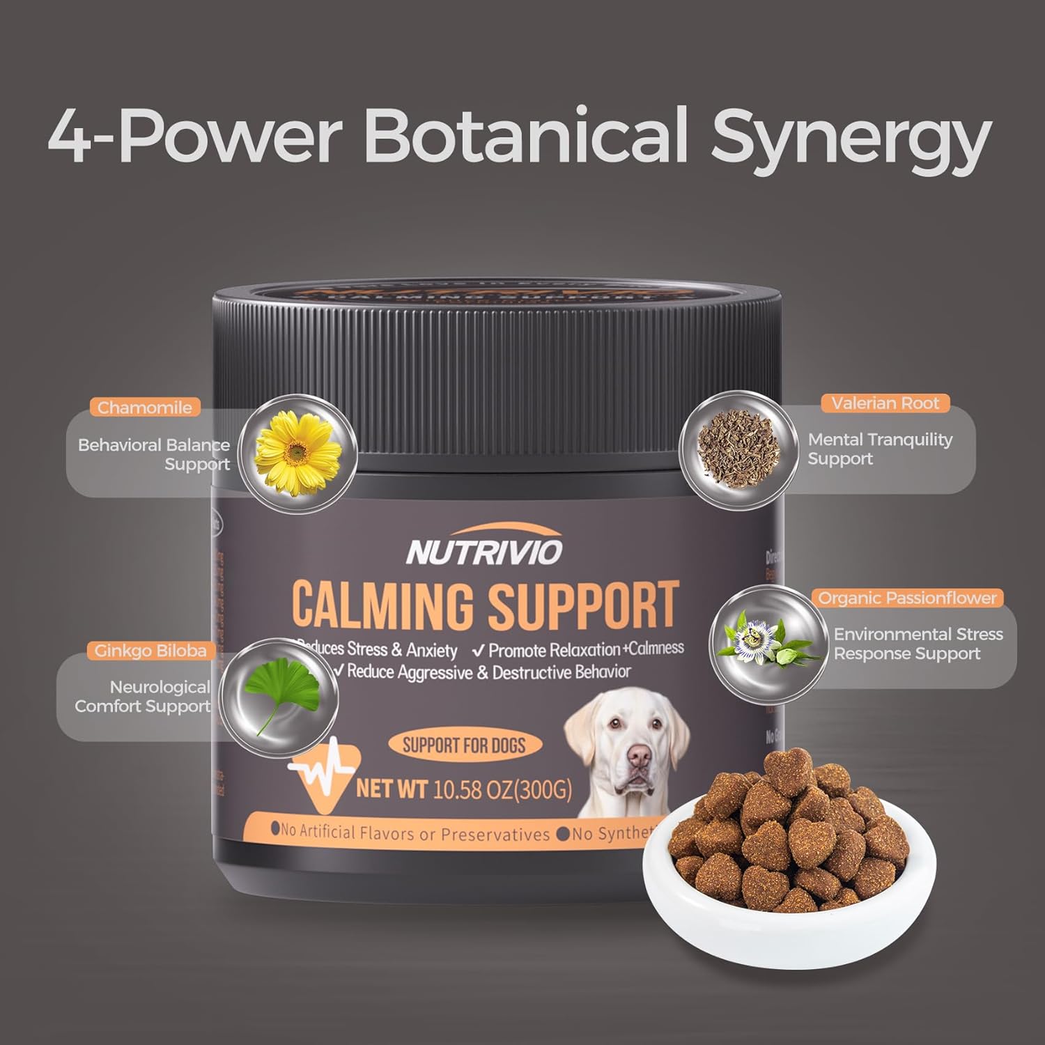 Calming Chews for Dogs with Melatonin, Chamomile & L-Theanine - Promotes Relaxation, Reduces Stress Anxiety, Motion Sickness Relief - Tasty Soft Chews in Natural Chicken Flavor-300g - Image 3