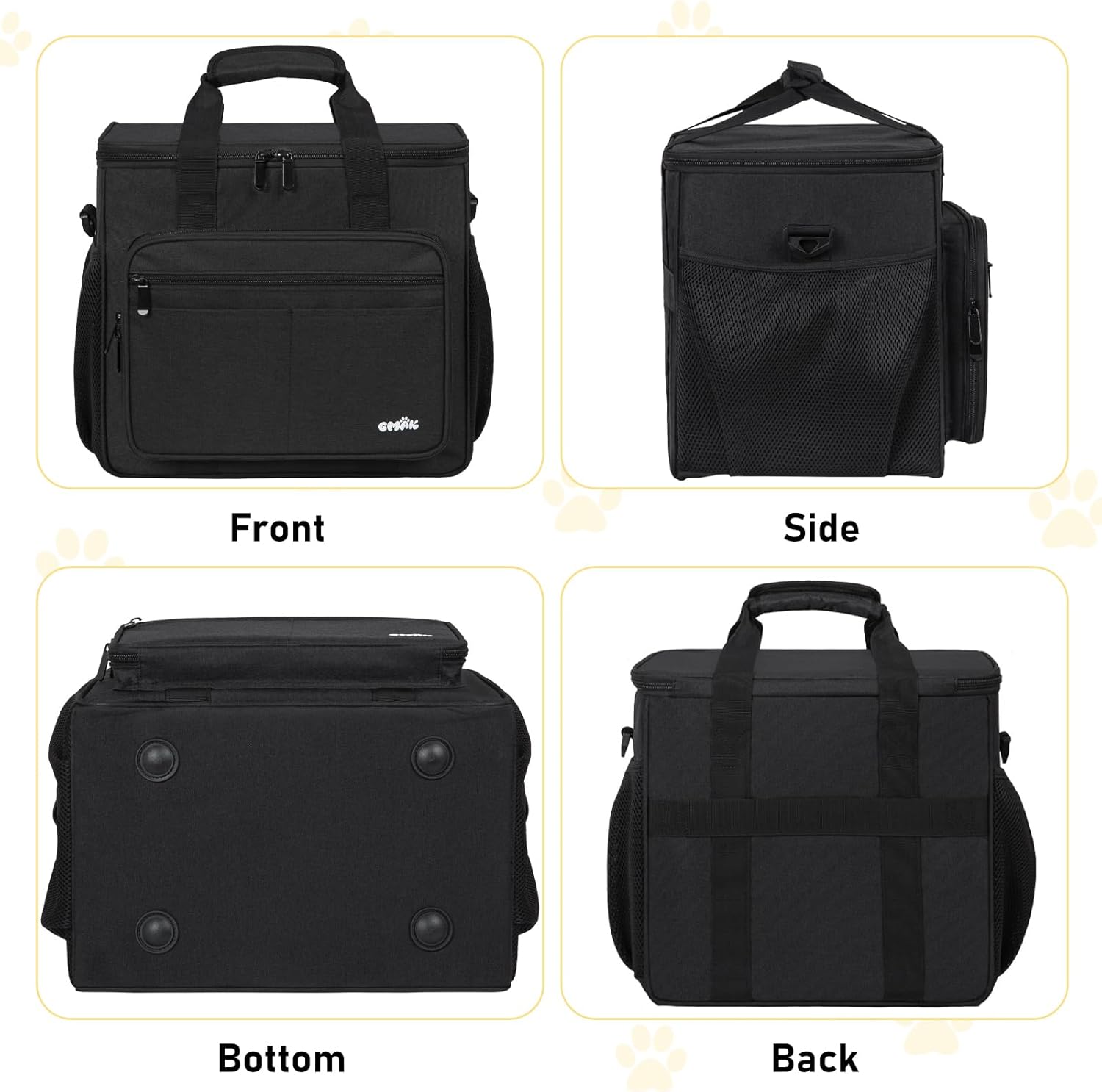 Pet Grooming Bag, GMAK Pet Grooming Tote Bags Supplies Organizer Case Dogs Cats Tools Organizer Tote for Pets Grooming Tools Kit, Clippers, Brush, Scissors or Other Pets Care Supplies, Black(Bag Only) - Image 4