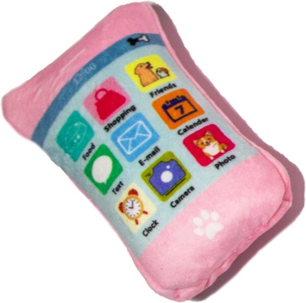 Hide and Seek Dog Toy, Pink Purse Plush Dog Toy with Squeakers, Crinkle Material & Rope Handle, Interactive Plush Lipstick, Cell Phone & Nail Polish Toys for Small Dogs - Pink/Fuchsia - Image 8