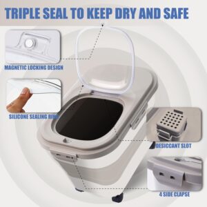 Collapsible Dog Food Storage Container, Airtight 30 35 Lbs Rice Cereal Flour Sugar Kitchen Accessories Bin Bucket, 20 25 Lbs Dog Cat Pet Holder Gift Travel Essentials Must Haves Gear Stuff Necessities