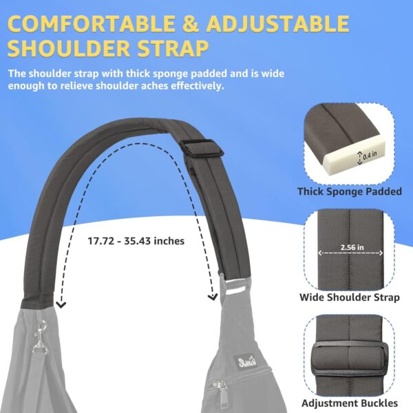 SlowTon Dog Carrier Sling - Thick Padded Shoulder Strap Adjustable Dog Carriers for Small Dogs, Puppy Carrier Purse for Pet Cat with Front Zipper Pocket Safety Belt Machine Washable (Grey M) - Image 5