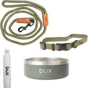 DUX Dog Training Bundle – Bumper, Leash, Collar & Water Bowl Set for Hunting Dogs and Outdoor Adventure