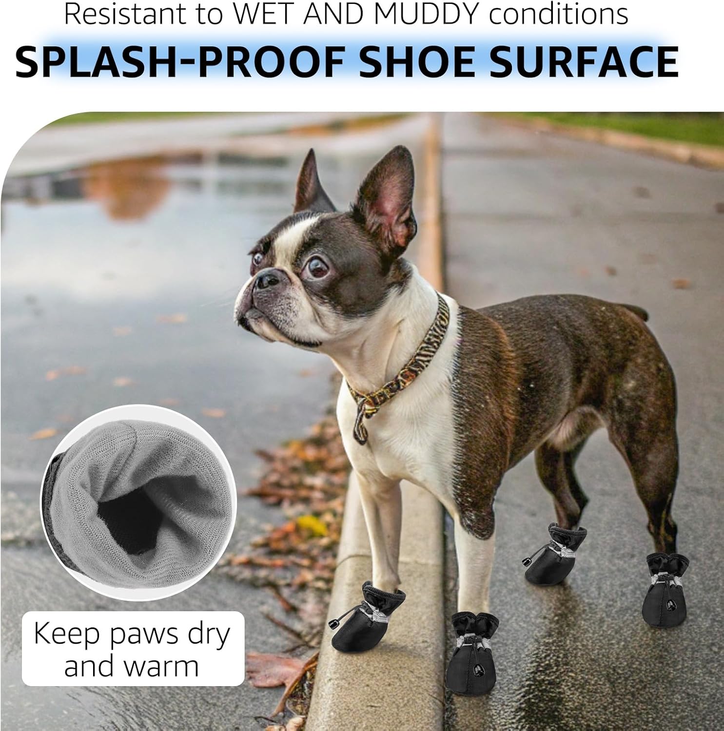 SCENEREAL Dog Shoes for Hot Pavement for Small Medium Dogs Paw Protectors, Summer Heat Boots Resistant Waterproof Soft Outdoor Walking Indoor Hardfloors, Black Size 5 - Image 3