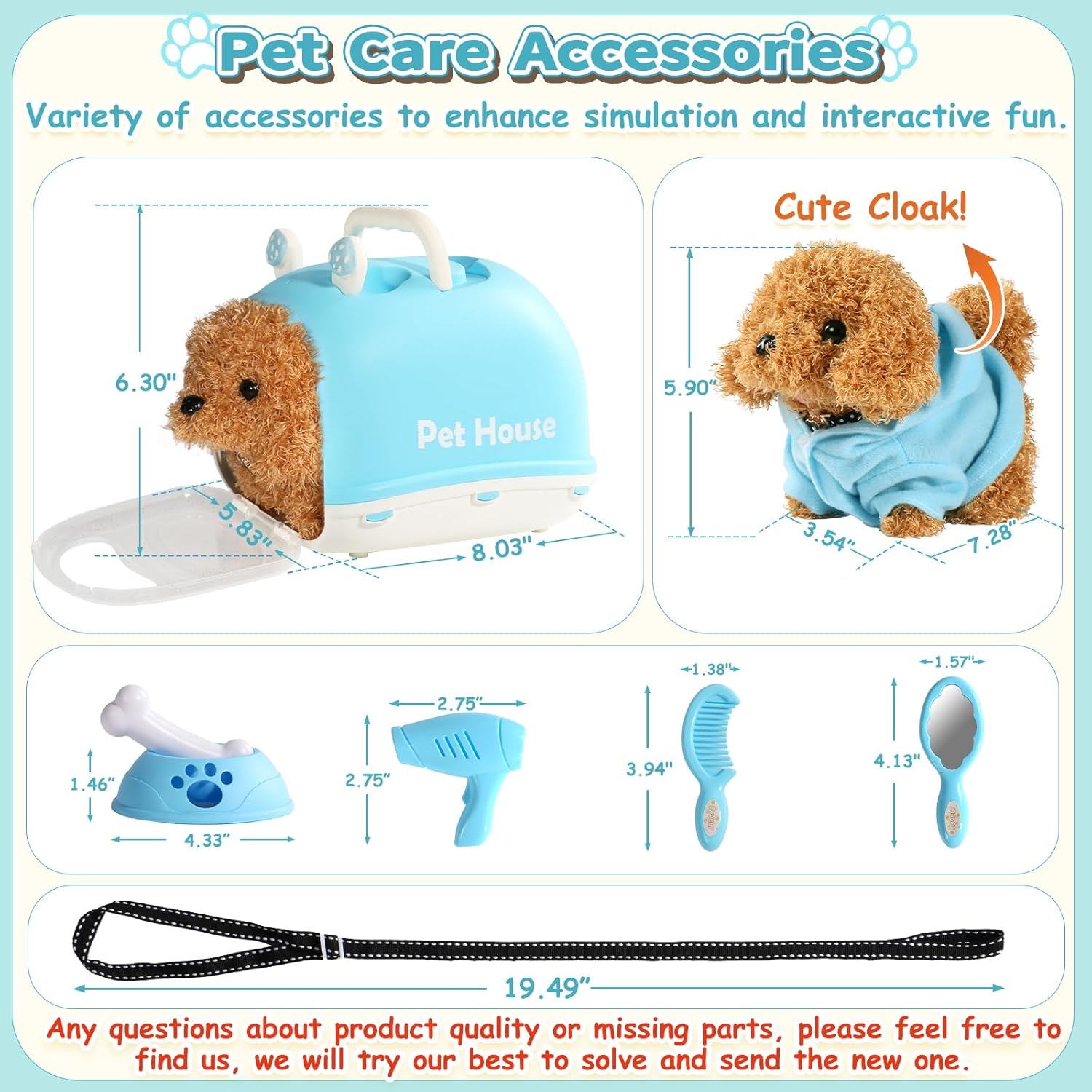 Walking Dog Toy for Kids with Leash, Realistic Toys for Girls Boys Toddler Toys, Barking Wagging Tail Interactive Dog Plush with Cute Cloak,Puppy Pet Care Gifts for Girls 3 4 5 Year Old Boys - Image 4
