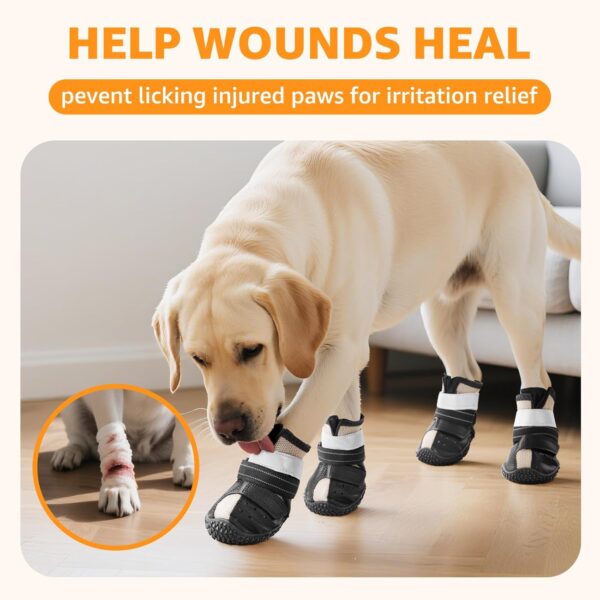 Dog Shoes for Large Dogs, Breathable Dog Booties for Hot Pavement, Anti-Slip Rubber Dog Booties Paw Protectors with Reflective Strap for Outdoor Walking Hardwood Floor Hiking, Size 6 - Image 6