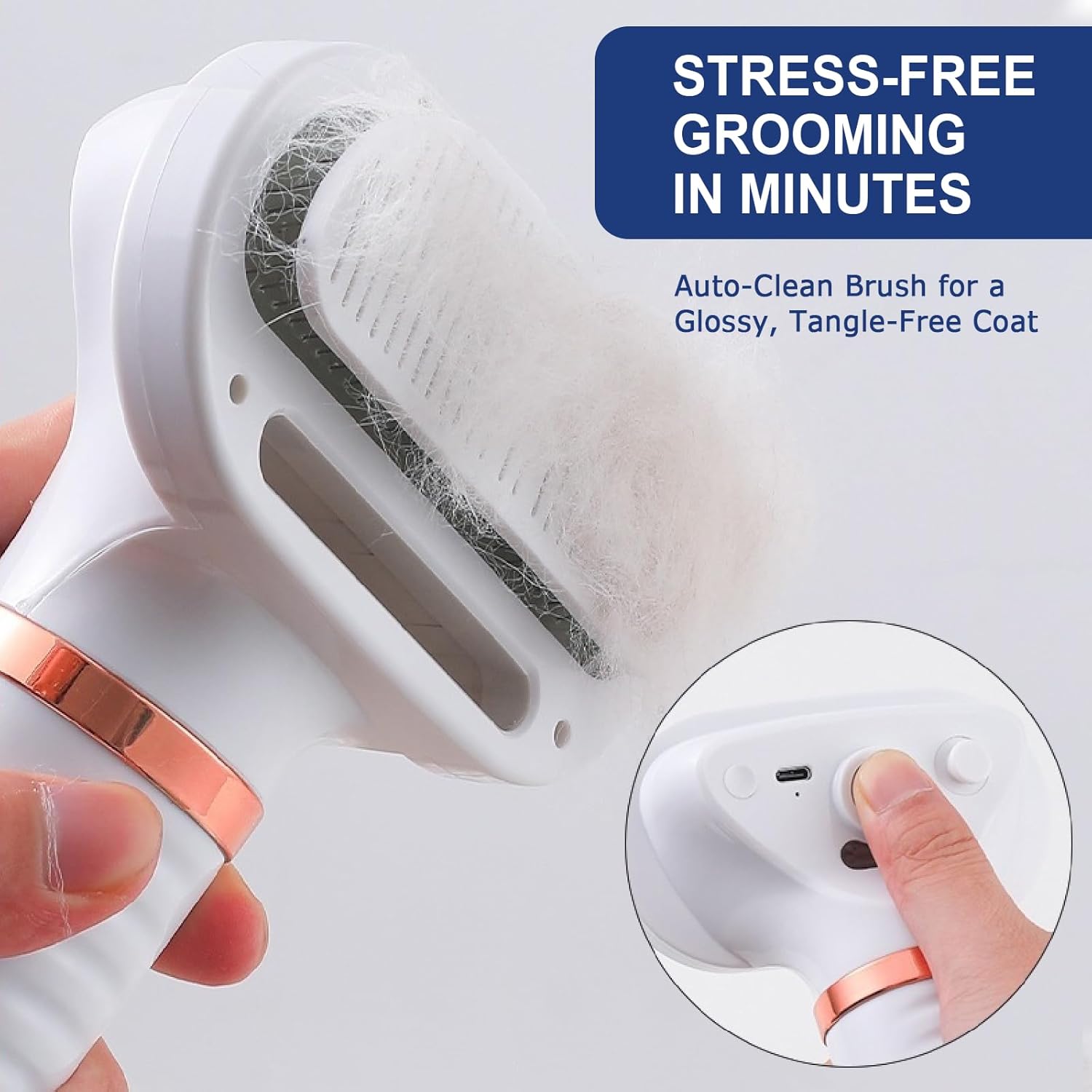 3-in-1 Pet Hair Dryer Brush for Dogs & Cats Portable, Dog Hair Blower & Slicker Brush Adjustable Temp (Low/Middle/High), Overheat Protection - Image 3