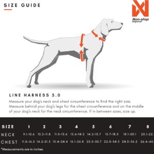 Non-stop dogwear Line Harness 5.0, Padded Dog Harness for Medium Dogs, Made for Hiking, Sport and Everyday Active Life with 3 Leash Clips, Reflectors and Ergonomic Fit, Orange, Size 5
