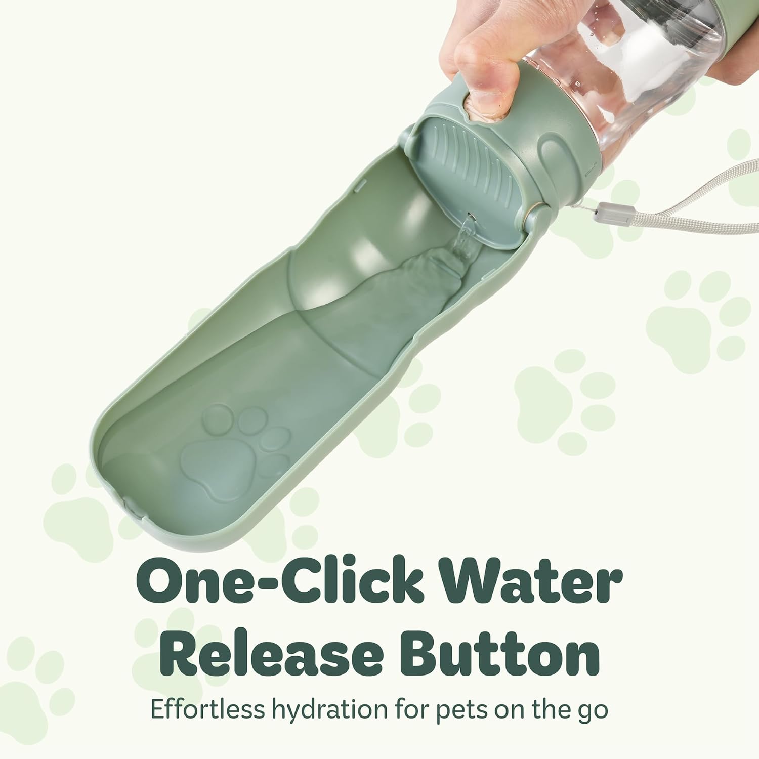 Portable Pet Food and Water Dispenser, 2 in 1 Cat & Small Dog Water Bottle & Food Container, Lightweight, BPA Free Pet Water Bottle Traveling Essentials for Walking & Hiking (Green, 13oz) - Image 4