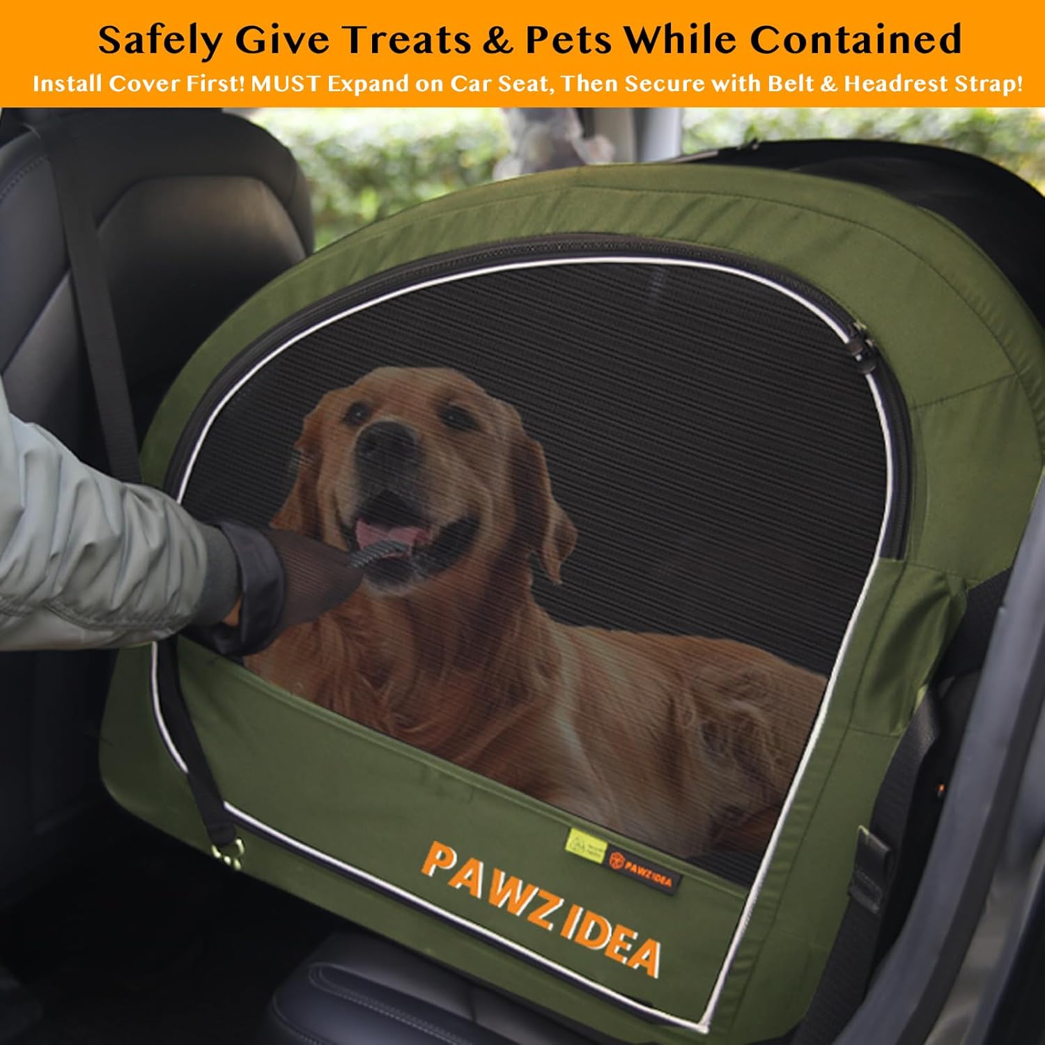 PAWZIDEA Dog Stroller for Large Dogs, Collapsible Pet Stroller with Detachable Carrier, Portable Dog Crate for Car Seat, Adjustable Handle, All-Terrain 9” Wheels, Ideal for Travel & Outdoor Adventures - Image 3