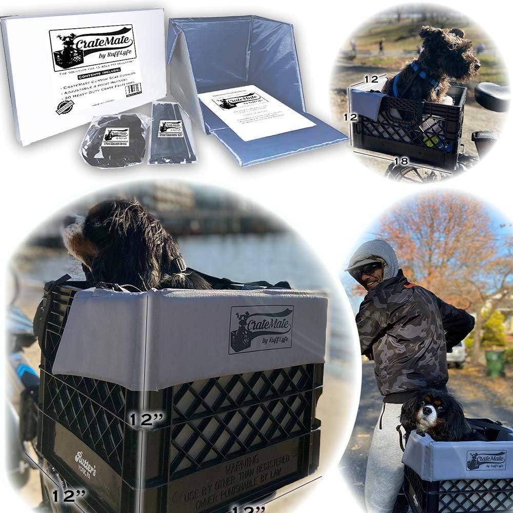 DIY Conversion/Bike Dog Carrier Package (Crate NOT Included) Padded Liner is 2 Sizes in One + 4 Point Safety Harness & Heavy Duty Fasteners Holds Pets 20lb+ for Safe Pet Bicycle Travel