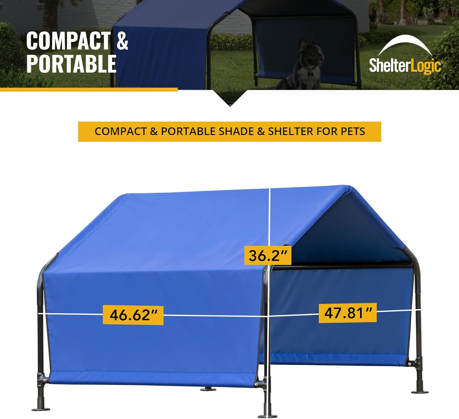 ShelterLogic 4' Outdoor Pet Shade, Versatile Pet Canopy Tent for Dogs, Cats, Small Animals and Livestock, Blue - Image 8