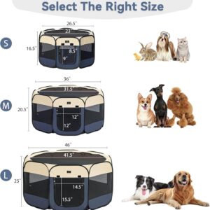 A 4 Pet Portable Dog Playpen, 49” Playpen for Dogs with Bowl, Suitab...