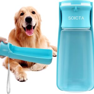 Portable Dog Small Animals Water Bottle for Walking 19 OZ or 12 OZ Pet Water Bottles for Puppy Medium Large Dogs Little Animals Water Dispenser Dog Small Animals Water Bowl (19OZ Blue)
