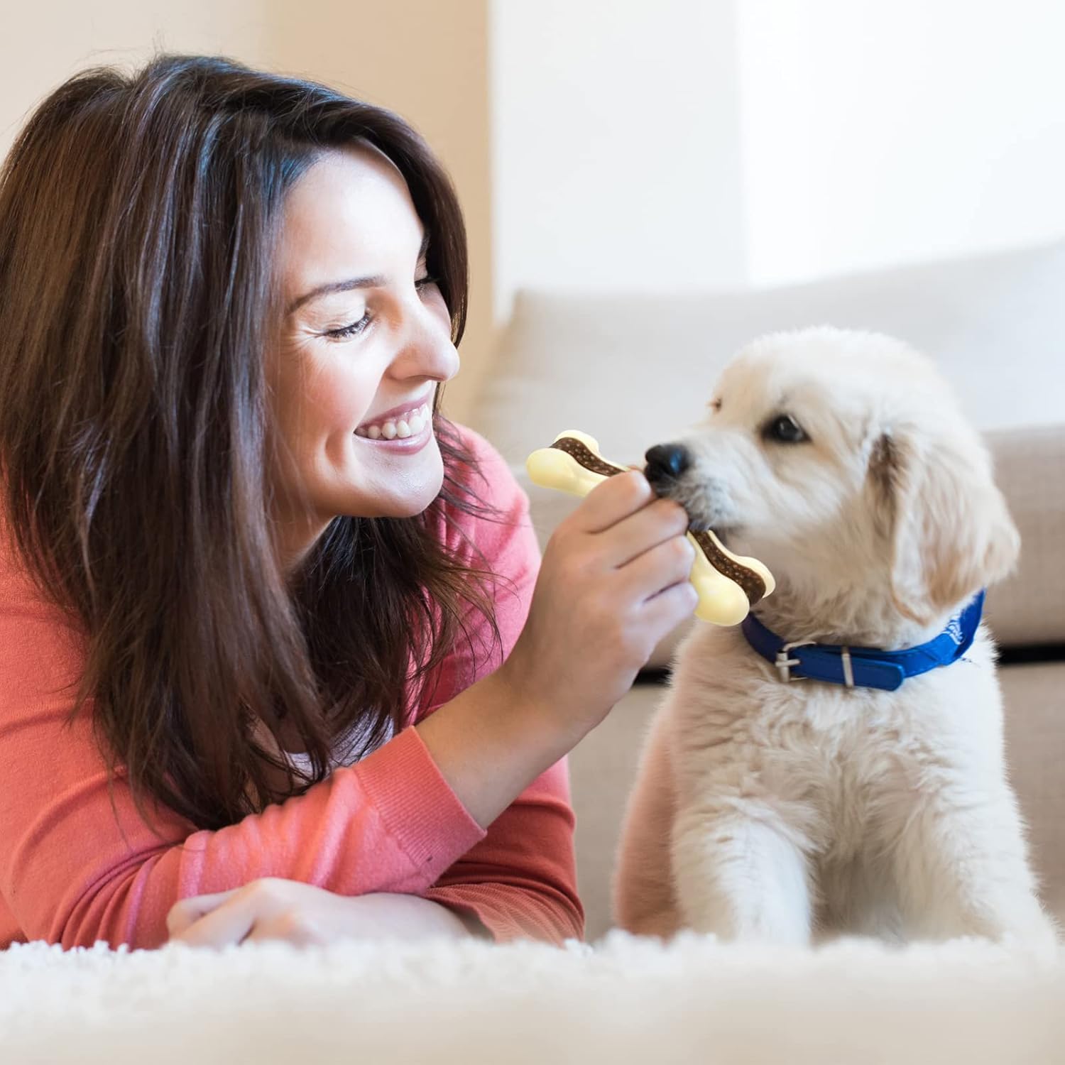 Sosation Bones Shaped Dog Toys for Aggressive Chewers, 2 Pack Dog Chew Toys Puppy Teething Nylon Beef Flavor for Large/Medium/Small Puppies Breeds(Curved Bone,Small) - Image 5