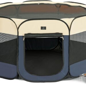 A 4 Pet Portable Dog Playpen, 49” Playpen for Dogs with Bowl, Suitab...
