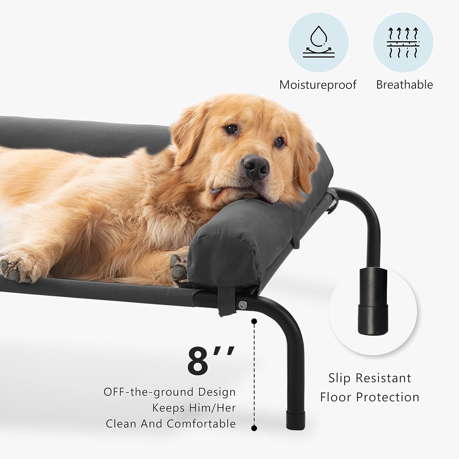 WESTERN HOME Cooling Elevated Dog Bed for Large Dogs, Portable Indoor & Outdoor Raised Dog Bed with Breathable Mesh, Chew Proof Pet Hammock Cots with Removable and Waterproof Bolsters - Image 2