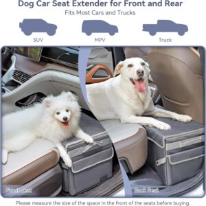 PETSFIT Seat Extender for Dogs, Dog Car Seat Extender for Front and Back Seat, Collapsible Car Organizer Trunk for Dogs Up to 90 LBS (Grey)