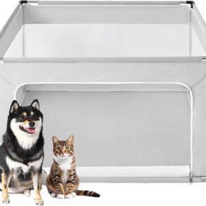 EHEYCIGA 42x42x26 Inches Puppy Playpen for Dogs & Cats Indoor or Outdoor - Dog Play Pen with Door, Dog Fence for Small Pets with Heavy-Duty Oxford & Steel Frame