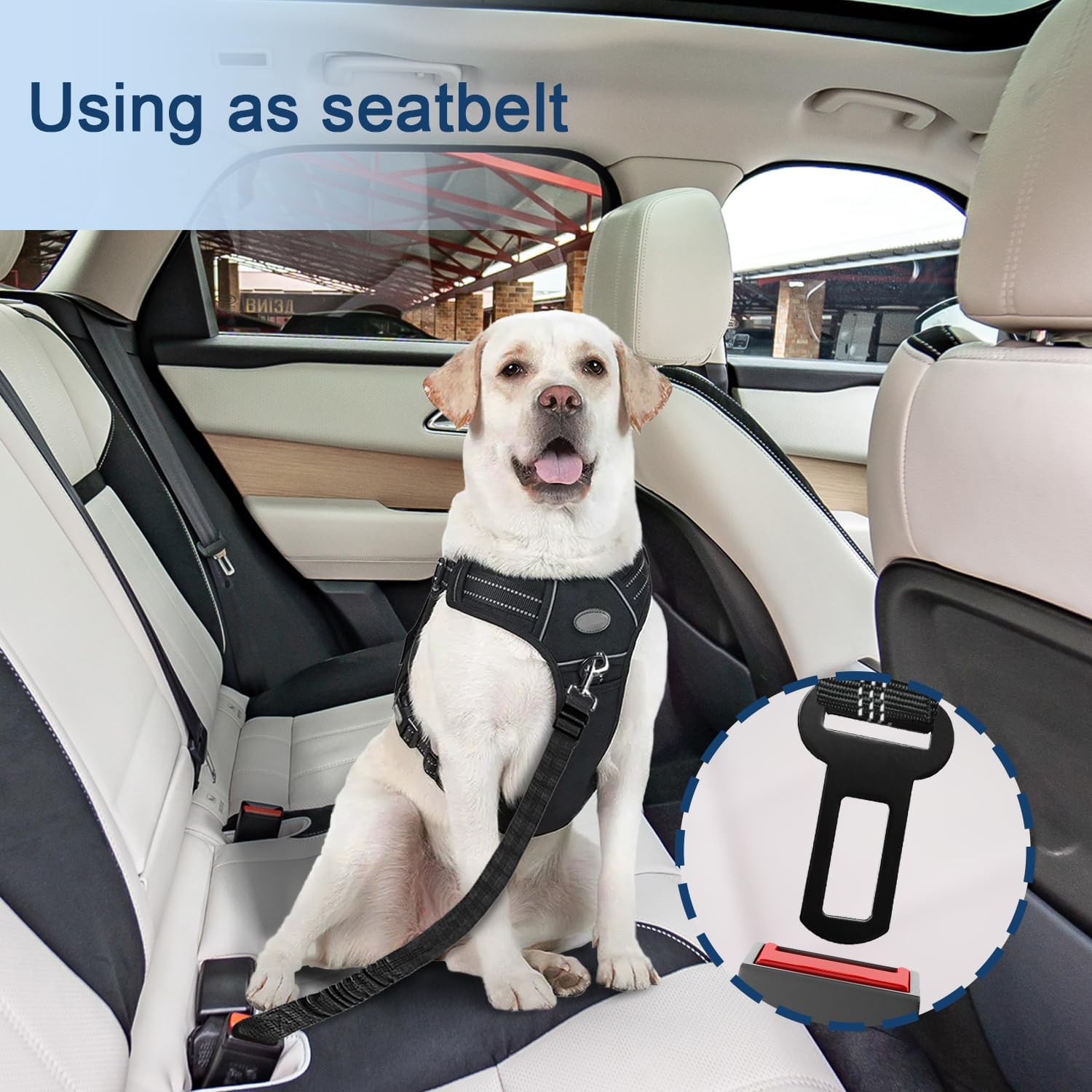 Dog Seat Belt for car, 3 Piece Set Retractable Dog Car Harness 2 Pack Adjustable Seatbelt for Dog in car, Nylon Pet Safety Seat Belts Tether Heavy Duty and Reflective car Leash, Black - Image 6