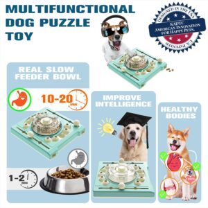 KADTC Level 2 in 1 Dog Spinning Puzzle Toy for Small/Medium/Large Dogs Food Dispensing Slow Puzzles Feeder Mind Treat Mental Stimulation Game Puppy Cognitive Enrichment Interactive Stimulating Toys
