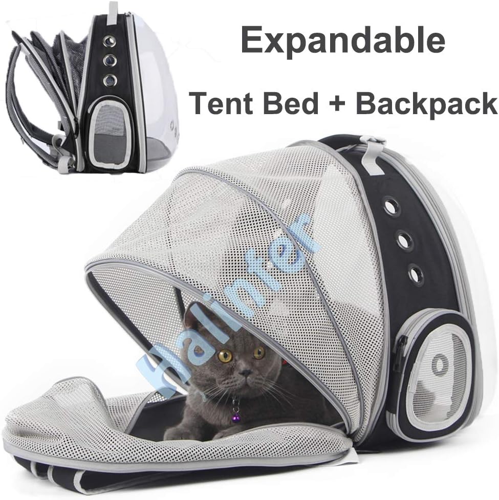halinfer Back Expandable Cat Backpack Carrier, Fit up to 12 lbs, Space Capsule Bubble Window Pet Carrier Backpack to Carry and Transport Cat Bunny Small Puppy - Image 3