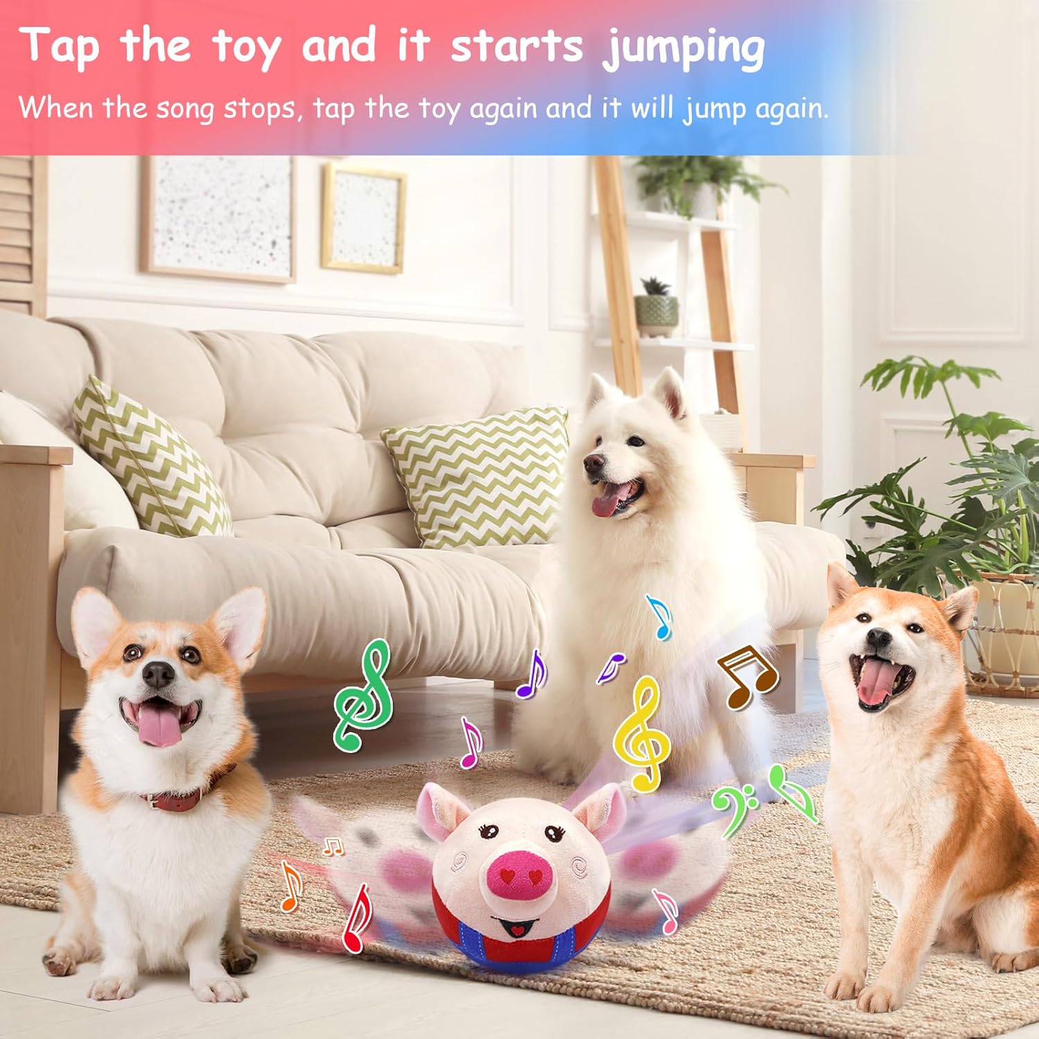 Lollyx Interactive Dog Toys for Boredom, Squeaky Dog Toys with Recording and Music Modes, Rechargeable Jumping Moving Dog Chew Toys for Small/Medium/Large Dogs to Keep Them Busy - Image 6