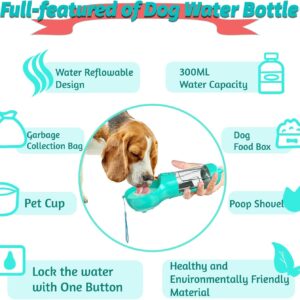 Portable Dog Water Bottle with Feeder and Waste Kit, 12.1oz, Lake Blue