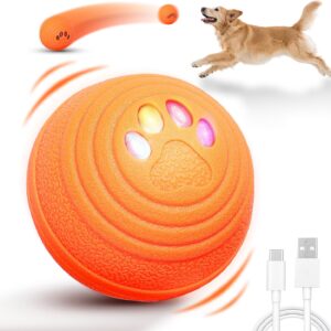 Upgraded Interactive Dog Toys, Motion Activated Automatic Rolling Dog Balls, 4 Play Modes, Durable TPU+PC Shell, Long-Lasting Battery for Small/Medium/Large Dogs (Orange)