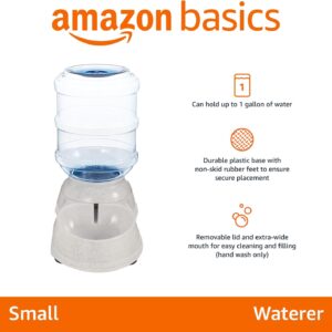 Amazon Basics Gravity Pet Water Dispenser for Cat, Dog, 1 gallon Capacity, Small, Gray