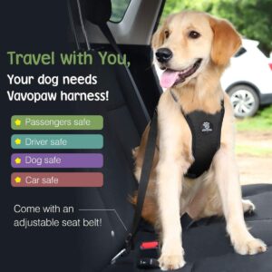 Dog Seat Belt, Safety Vest Dog Car Harness with Adjustable Buckle Dog Seat Belt for Vehicle Nylon Pet Safety Seat Belts Heavy Duty(L, Black)