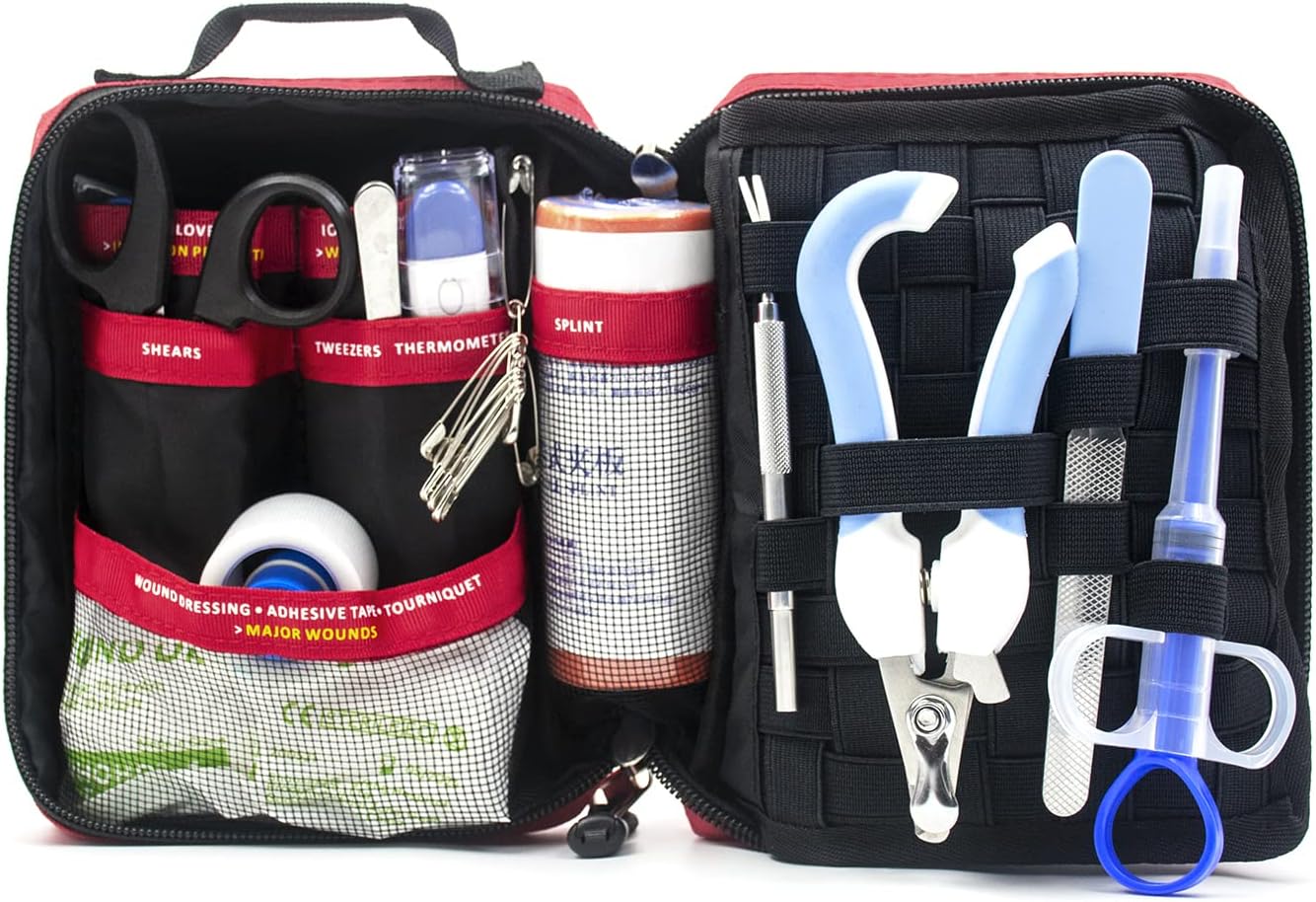 Dog First Aid Kit for Travel&Home Pet Emergency Kit for Dog&Cat 160 Pcs First Aid Supplies with Molle Pouch for Traveling Hiking Camping Hunting Red - Image 3
