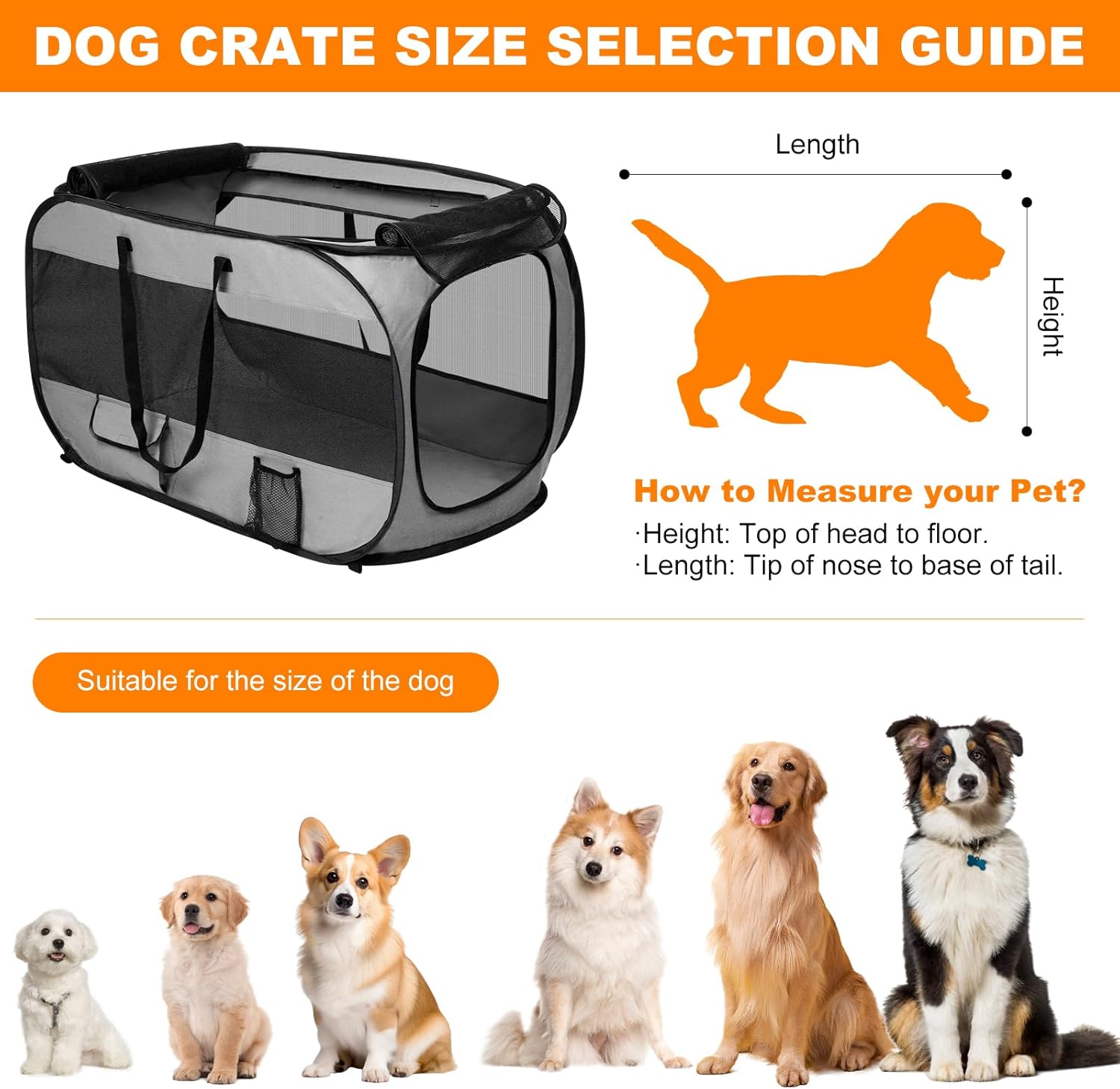 Realife Dog Enclosures Home Outdoor Fashions Portable/Collapsible/fixable, Pop Up Travel Pet Tent, 38" L x 22.5" W x 5.5" H,Grey - Image 6