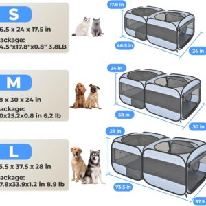 2-in-1 Dog Playpen, 58”Pop Up Cat Puppy Pet Playpen Indoor/Outdoor Cats Enclosed, Cat Dog Tent Crate Cage Kennel, Portable Playpen for Kitten, Small Animals Play Pen(No Divider, Unified Space)