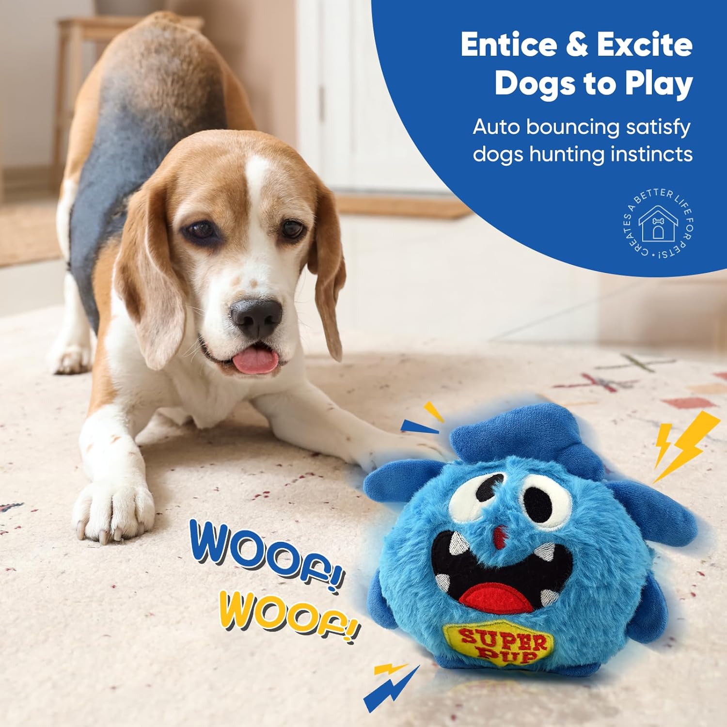 Petbobi Interactive Dog Toys - Rechargeable, Upgrade Moving Dog Toy for Stimulating Play, Pet Plush Squeaky Ball, Ideal for Small and Medium Breeds - Image 3