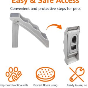 Amazon Basics Foldable Non-Slip Pet Stairs, Steps for Dogs and Cats, 14.6” W x 22.75” D x 19.5” H, Grey